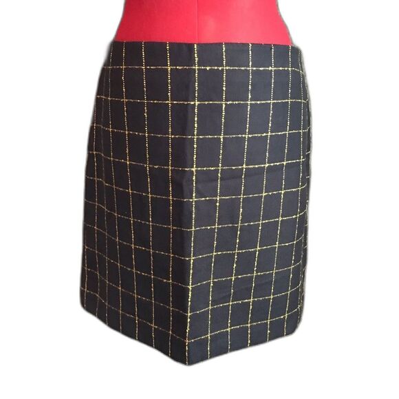 LOFT Pencil Skirt Women's Size 6 Blue & Yellow Plaid Knee-Length Workwear NWT - Picture 7 of 7